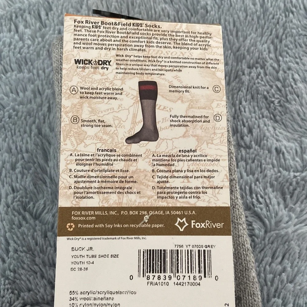 NWT FoxRiver Boot & Field Heavy Weight Youth 10-4 Tube Sock